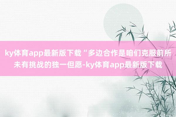 ky体育app最新版下载“多边合作是咱们克服前所未有挑战的独一但愿-ky体育app最新版下载